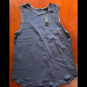 Theory BRINGAM L Silk Sleeveless  Navy Medium  NWT